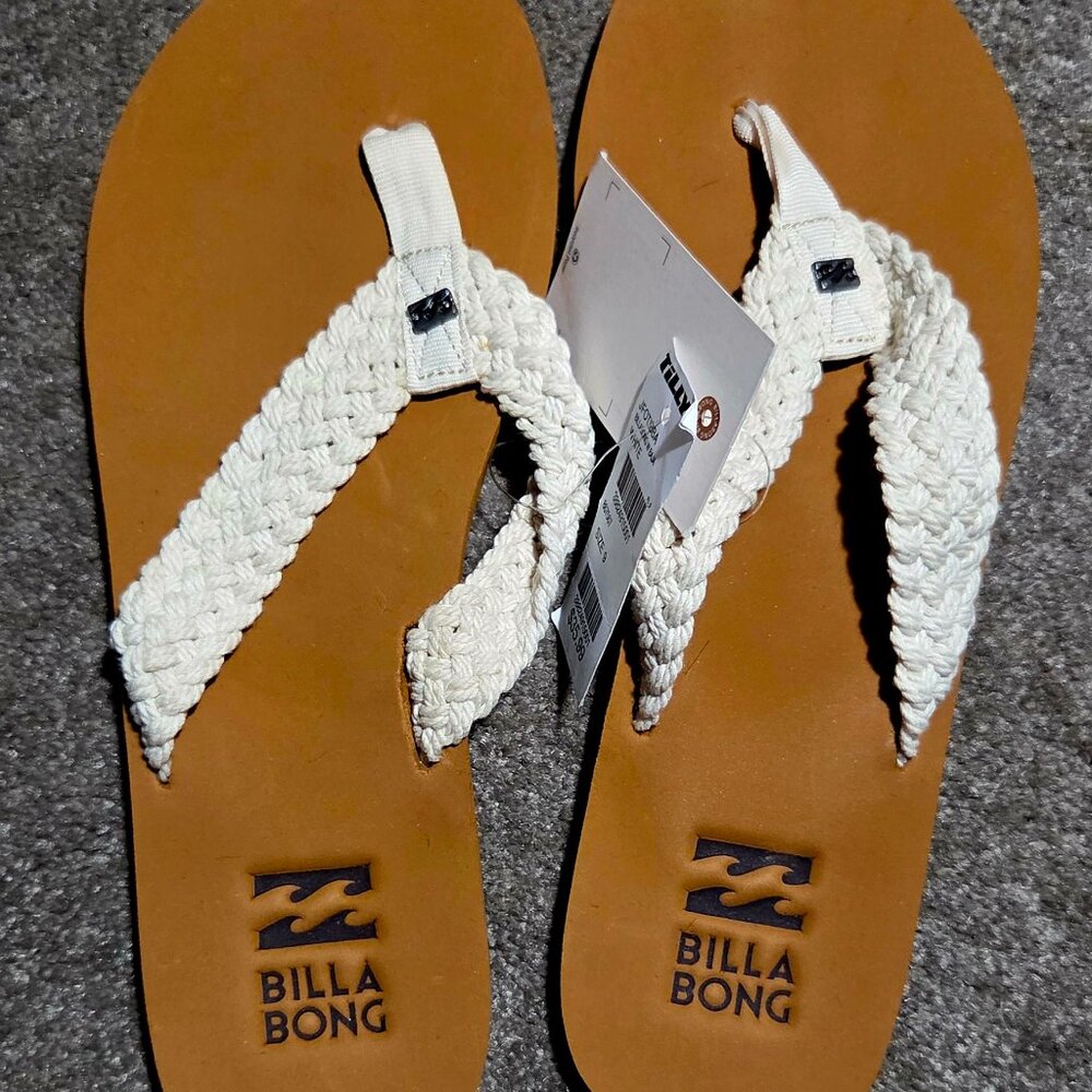 BILLABONG Women's BAJA Sandals Flip Flops, White - Size 9 - NWT